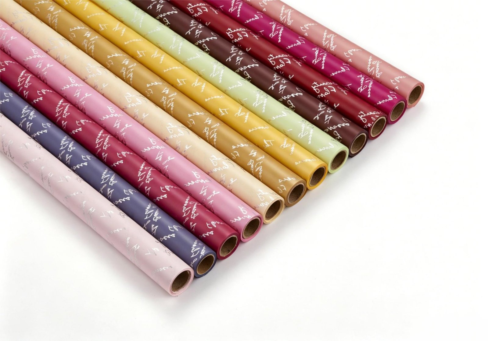Colorful flower wrapping paper rolls