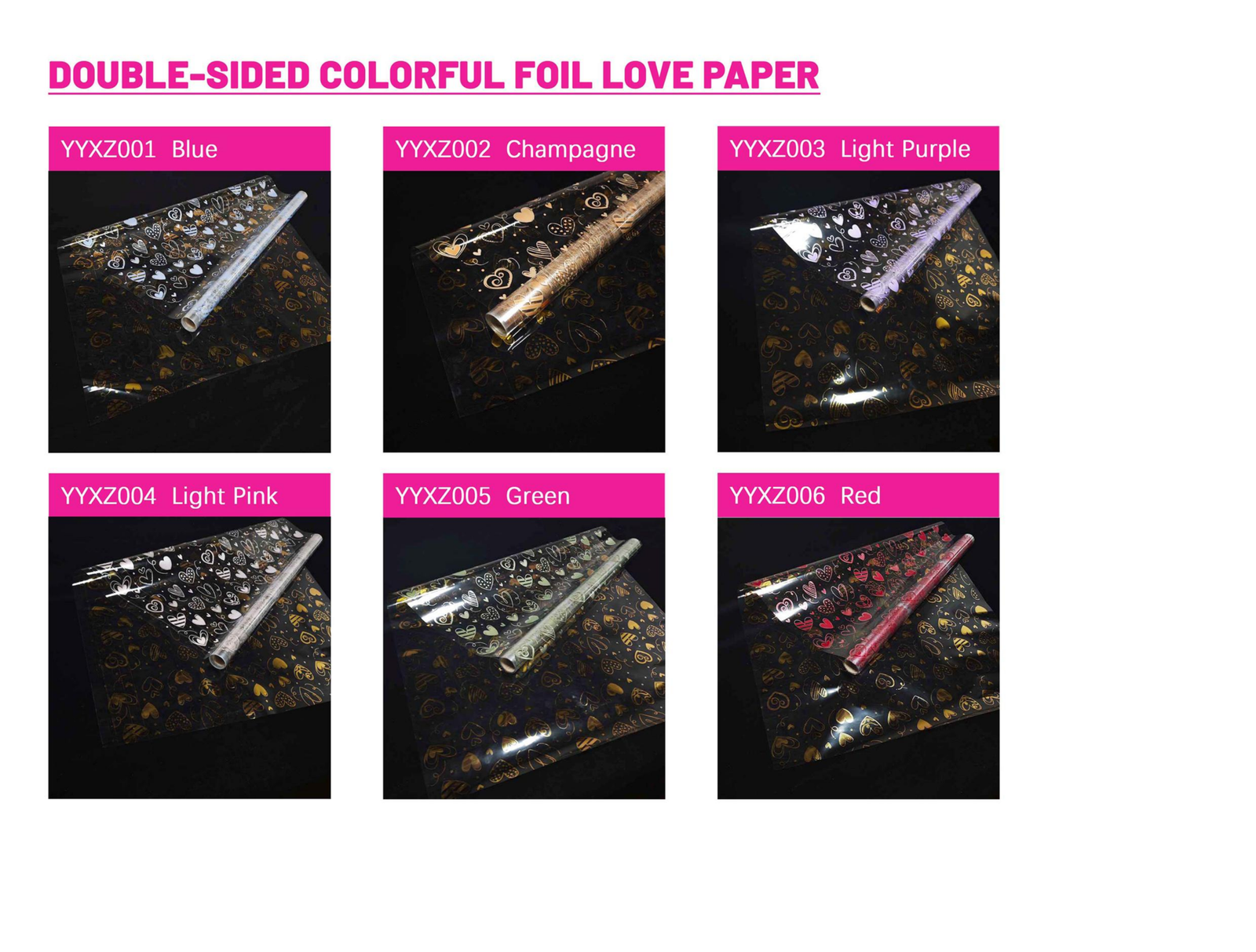 Double-Sided Colorful Foil Love Paper