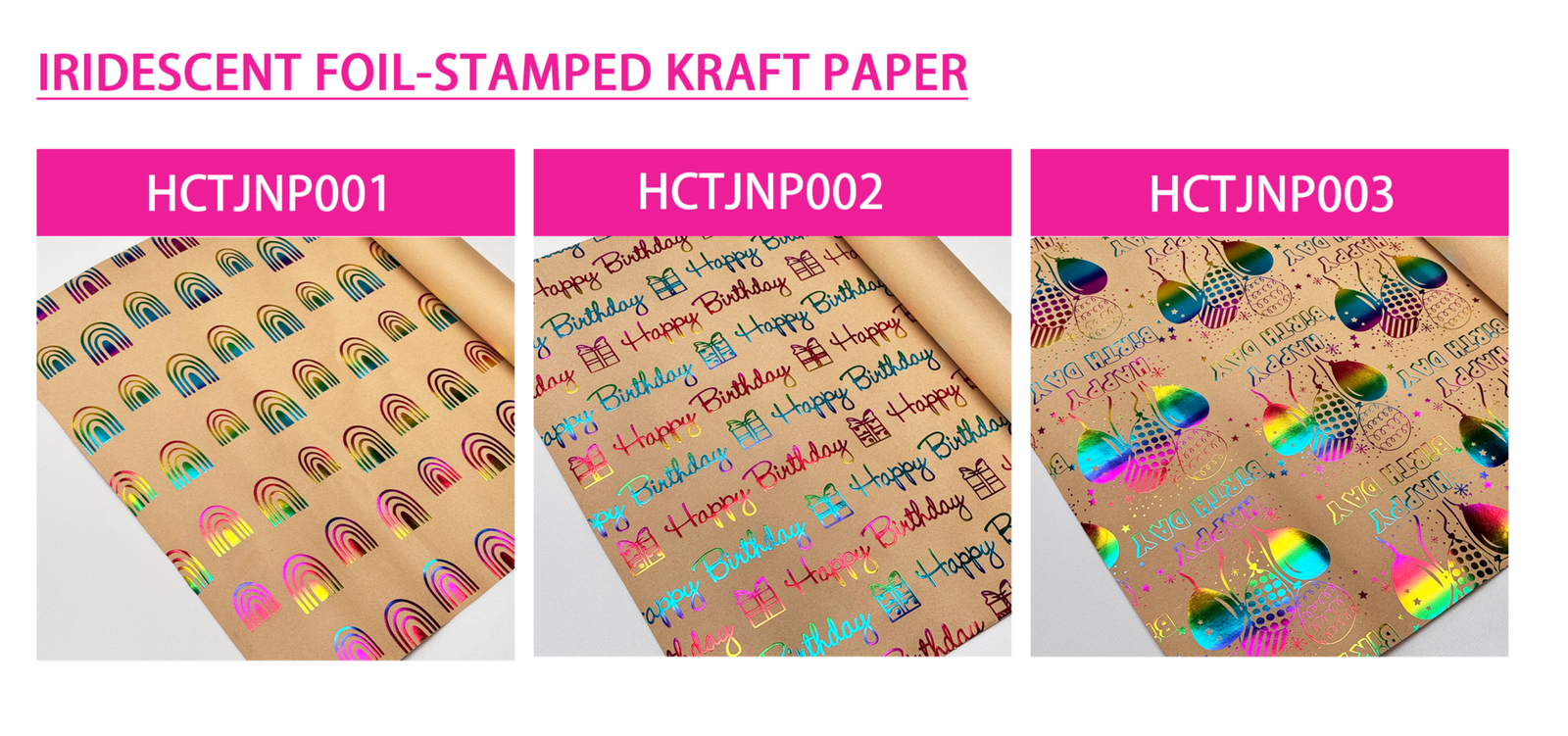Iridescent Foil-Stamped Kraft Paper