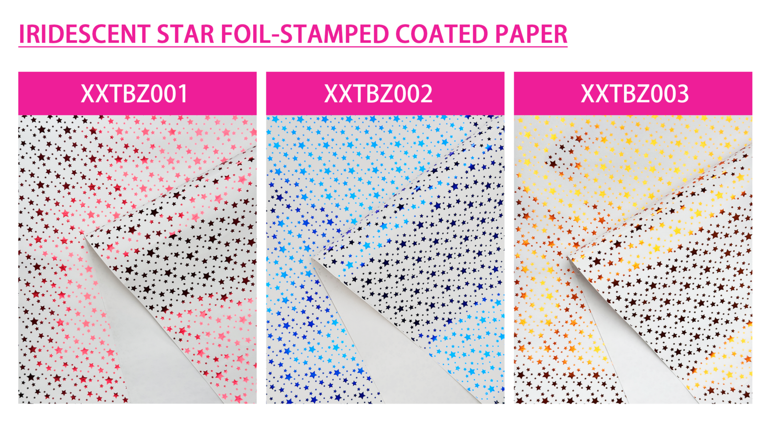 Iridescent Star Foil-Stamped Coated Paper